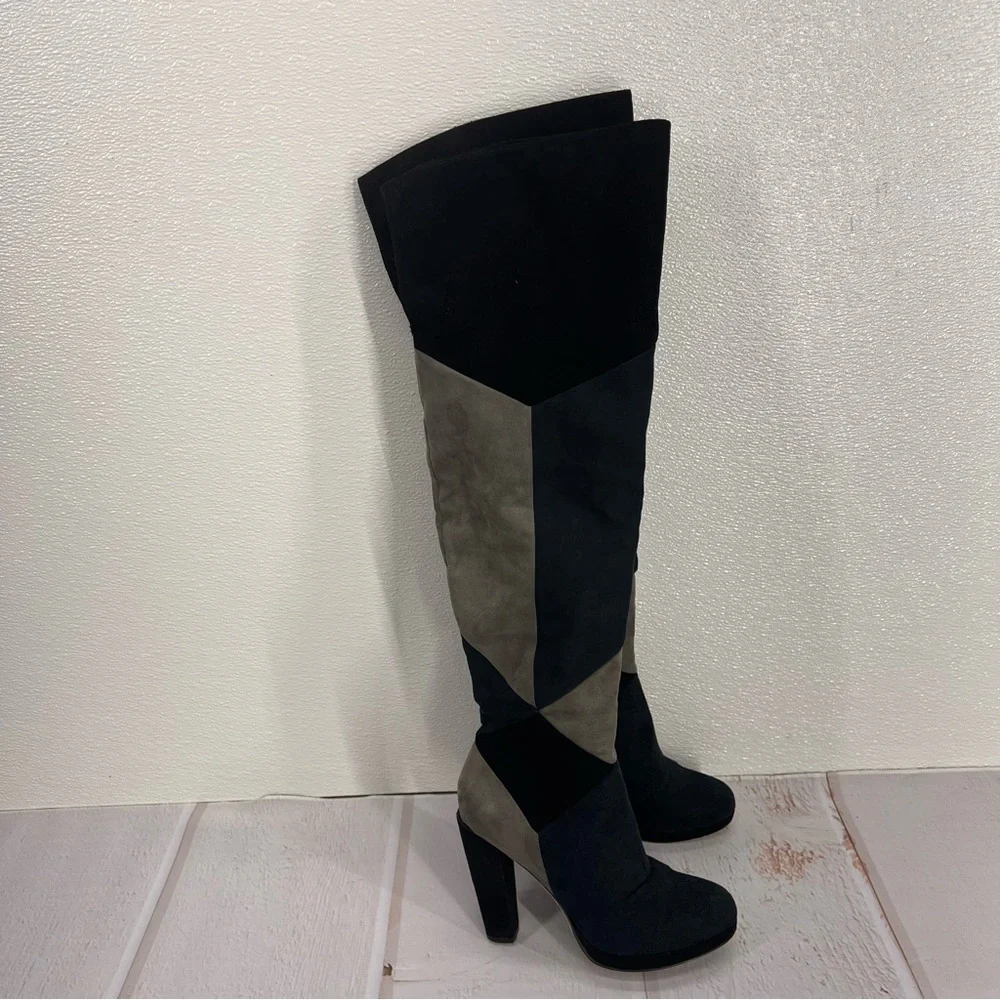 Madden Girl Deeon Knee High Block Heel Boots Women’s Size‎ 7 | Colorblock